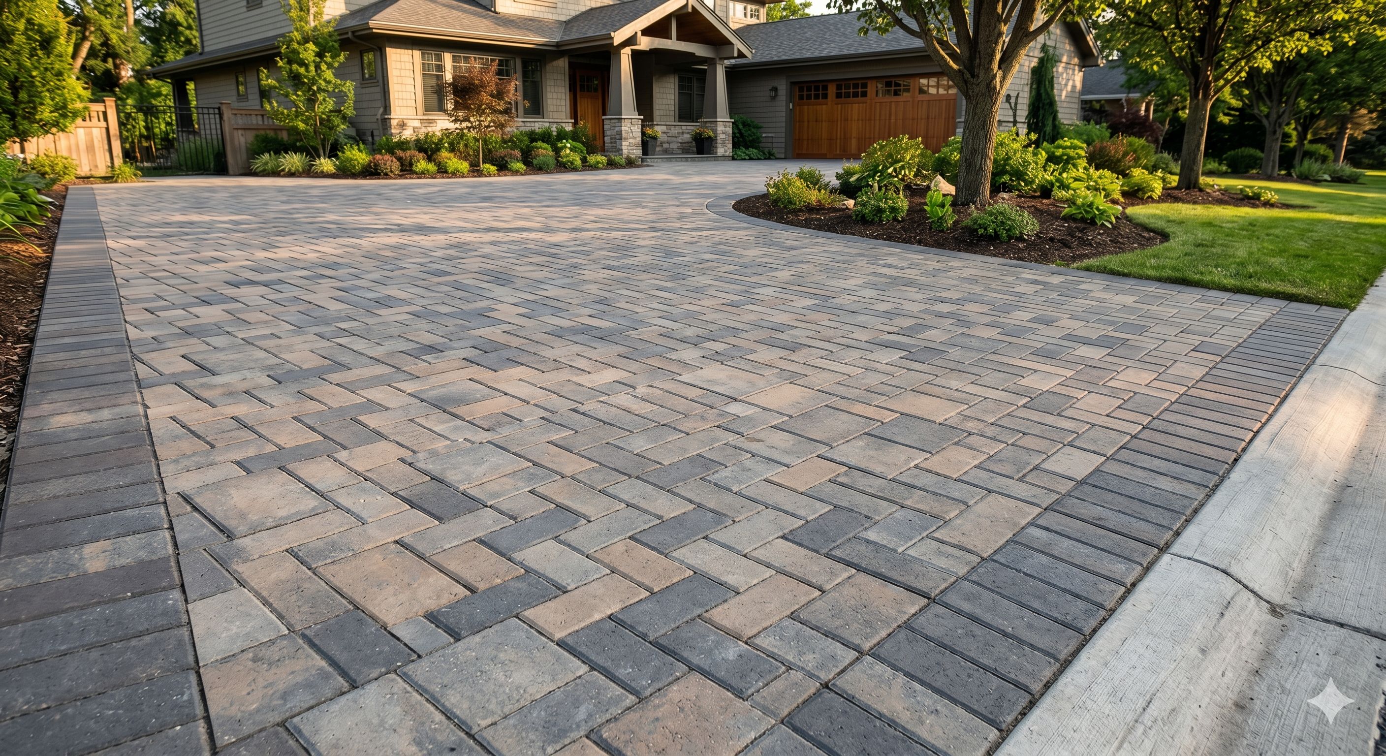 Interlocking paver patio and driveway surface for comparing concrete and pavers on Rhode Island properties